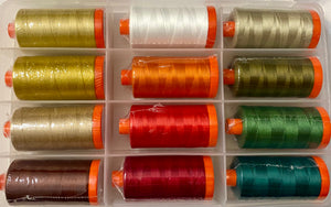 Aurifil Home Collection Festive 12 colors 50WT - Large spools - 1,422 YDS each