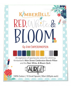 Kimberbell Designs Red White & Bloom Collection Thread Set by Aurifil 50wt 10 Small Spools (KC50LN10)