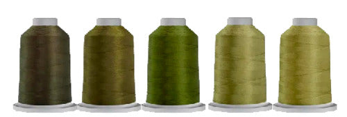 Plant Green Hab+Dash Glide 40wt Trilobal Polyester Thread 1100yd Spool Designer Curated Colors: Soldier Green, Aloe, Light Olive, Willow, and Celery