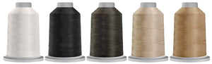 Hab+Dash Glide 40wt Trilobal Polyester Thread 1100yd Spool Designer Curated Colors: White, Black, Med Grey, Warm Grey, Biscotti (NEUTRAL #1)