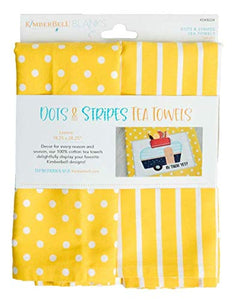 Kimberbell Blanks Dots & Stripes Tea Towels 18.25x28.25 Lemon (KDKB224)