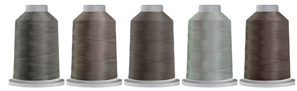 Hab+Dash Glide 40wt Trilobal Polyester Thread 1100yd Spool Designer Curated Colors: Lead, Fog, Sterling, Light Grey, Cool Grey (GREY #1)