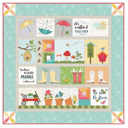 PREORDER Kimberbell Quilt KIT Spring Showers includes fabric for quilt top & binding finished size is 40in x 40in