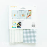 Kimberbell Tea Towels, Gingham & Pinstripe Grey/Cream Set of 2