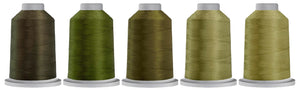 Hab+Dash Glide 40wt Trilobal Polyester Thread 1100yd Spool Designer Curated Colors: Soldier Green, Aloe, Light Olive, Willow, Celery (GREEN)