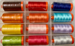 Aurifil Basic Colors Thread Collection by Riley Blake 12 Spools of 50wt 1,422yds each